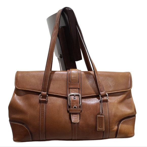 Coach Handbags - Vintage Coach Hampton Dual Strap Brown Leather Satchel, Style 9268